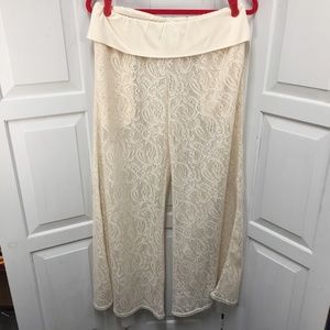 Kenneth Cole Reaction Ivory Sheer Lace Wide Leg Pants